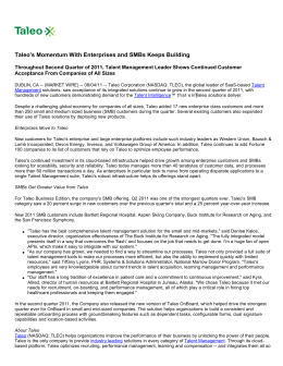 Taleo`s Momentum With Enterprises and SMBs Keeps Building