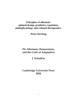 Principles of allostasis - University of Pennsylvania