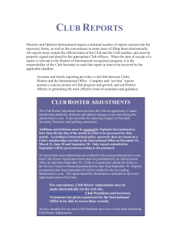 club reports - Optimist Leaders Online