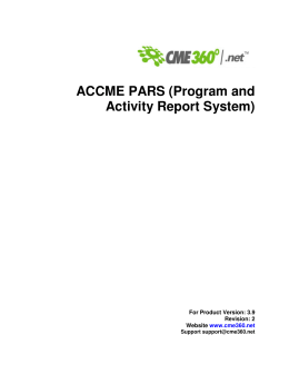 ACCME PARS (Program and Activity Report System)