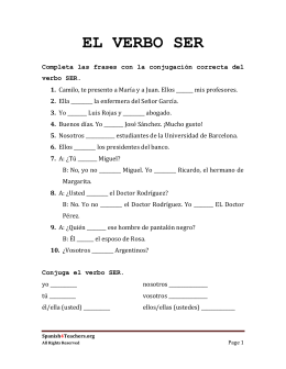 Ser Worksheet - Spanish4Teachers.org