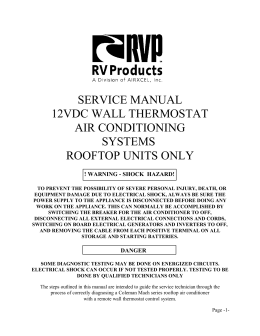 Service Manual 12vdc Wall Thermostat Air Conditioning Systems