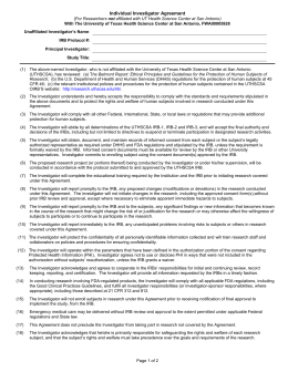 Individual Investigator Agreement - The University of Texas Health