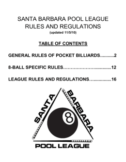 SANTA BARBARA POOL LEAGUE RULES AND REGULATIONS