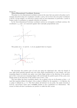 Three-Dimensional Coordinate Systems The