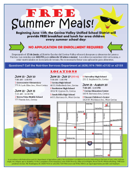 Summer Meals! - School Nutrition and Fitness