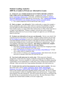 SLA Private Loan Guide. - Student Lending Analytics