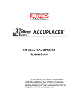 The ACCUPLACER™ Online Student Guide