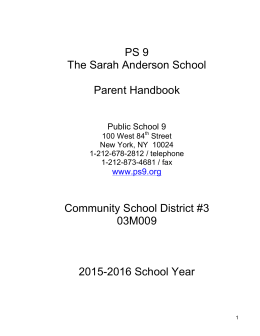 PS 9 The Sarah Anderson School Parent Handbook Community