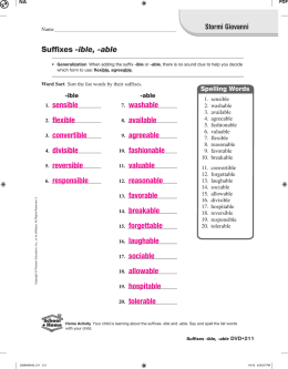 Suffixes -ible, -able - Grade 5