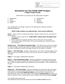 Directions for The IVAN CAPP Project