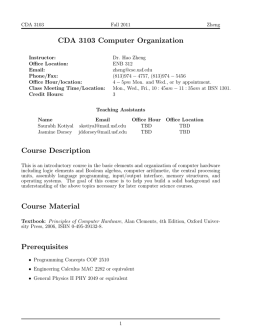 CDA 3103 Computer Organization