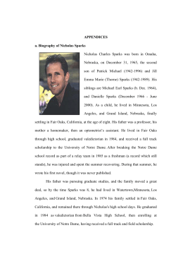 APPENDICES a. Biography of Nicholas Sparks