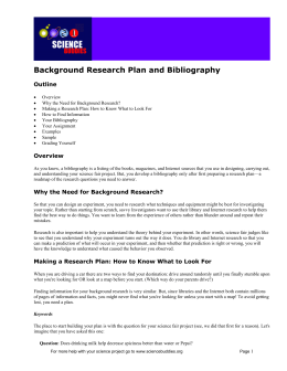 Science Buddies: Background Research Plan and Bibliography