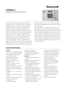 LYNXR-2, Control Panel, French, Data Sheet, Honeywell Security