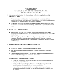 NIH Proposal Outline Twelve Page Limit For Activity Codes R01