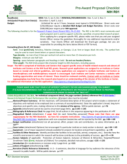 Pre-Award Proposal Checklist NIH R01