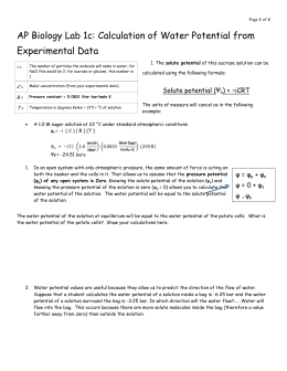 AP Biology Lab 1c: Calculation of Water Potential from Experimental
