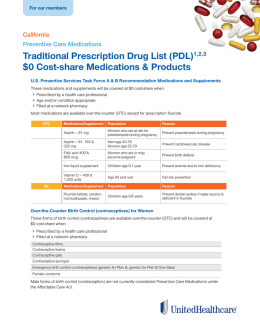 California Traditional PDL Preventive Care Medication List