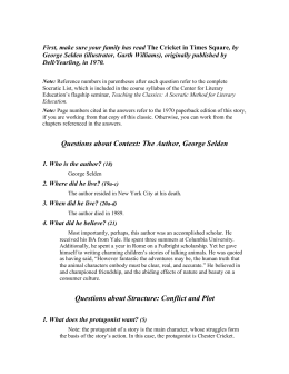 Questions about Context: The Author, George Selden Questions