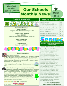 Our Schools Monthly News - Waterford Graded School District