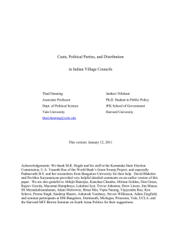 Caste, Political Parties, and Distribution in Indian Village