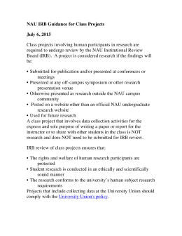 NAU IRB Guidance for Class Projects July 6, 2015 Class projects