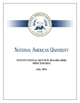 NAU IRB procedures April 2013 - National American University