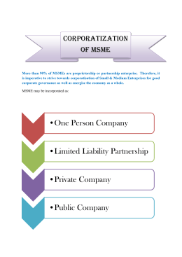 •One Person Company •Limited Liability Partnership •Private