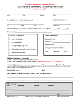 Petition For Special Consideration Form