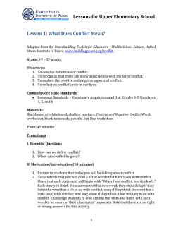 Lessons for Upper Elementary School Lesson 1: What Does Conflict