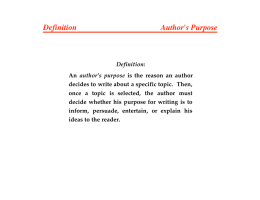 Author`s Purpose Definition