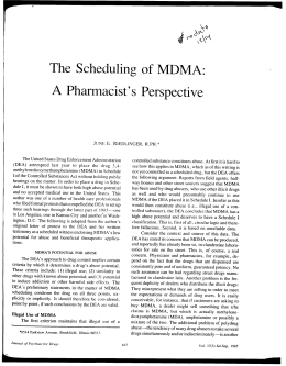 The Scheduling of MDMA: ". A Pharmacist`s Perspective