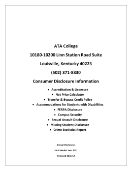 (502) 371-8330 Consumer Disclosure Information