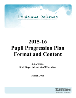 2015-16 Pupil Progression Plan Format and Content