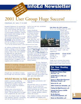 InfoEd Newsletter 1 2001 User Group Huge Success!