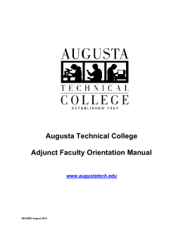 Augusta Technical College Adjunct Faculty Orientation Manual