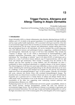 Trigger Factors, Allergens and Allergy Testing in Atopic Dermatitis