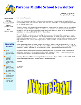 Newsletter Aug 12 - Parsons Middle School