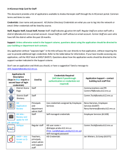 A-HConnect Help Card for Staff This document provides a list of