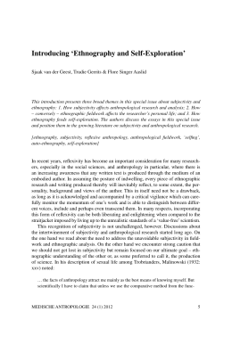 Introducing `Ethnography and Self-Exploration`