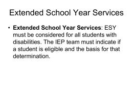 Extended School Year Services