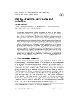 Web-based training, performance and controlling