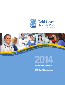 provider manual - Gold Coast Health Plan