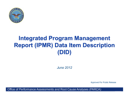 Integrated Program Management Report