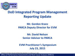 DoD Integrated Program Management Reporting Update