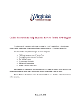 Online Resources to Help Students Review for the VPT