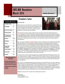SWE-MN Newsletter March 2016
