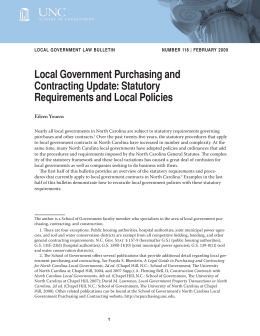 Local Government Purchasing and contracting update: Statutory