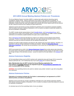 2015 ARVO Annual Meeting Abstract Policies and Procedures